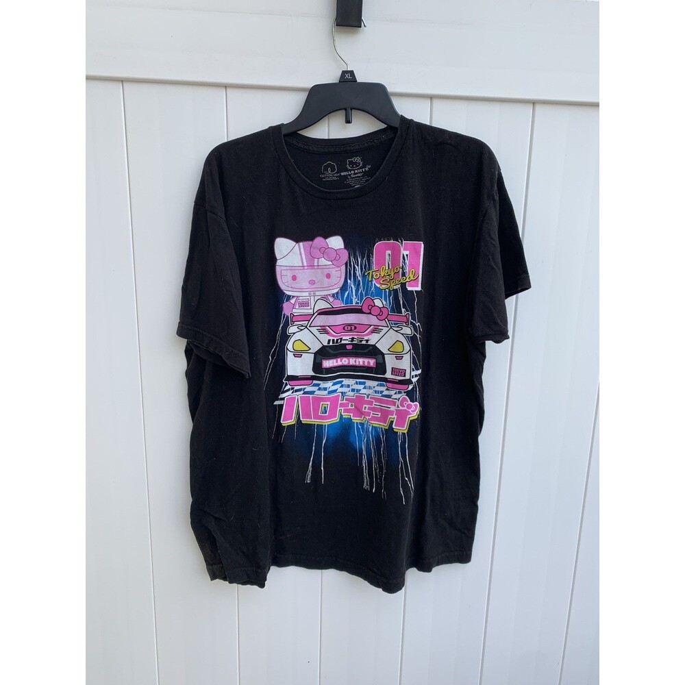 Sanrio Hello Kitty Tokyo Speed Racer Black T-Shirt Adult XL 46/48